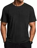 PINSPARK Sport Tshirts Herren Kurzarm Sport Shirt Schnelltrocknend Funktionsshirt Atmungsaktiv Laufshirts Rundhals Fitness Trainingsshirt Outdoor Wandershirt Schwarz XL