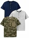 Simple Joys by Carter's Baby-Jungen 3-Pack Short-Sleeve Tee T-Shirt, Grau Meliert/Grün Tarnmuster/Marineblau, 5 Jahre (3er Pack)