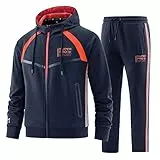 W JIANWANG Trainingsanzug Herren Fußball Traningsanzuganzug Sportanzug Freizeitanzug Sport Jogging Anzug Für Männer Trainingsanzüge Fussball Laufanzug Jogginganzug Set Dunkelblau JW-214-XL