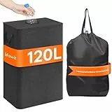 Lifewit 120L Pfandflaschen Sammelbehälter mit Deckel, Groß Pfandflaschen Aufbewahrung, Behälter Leergut & Altglas Aufbewahrung, Flaschensammler mit Loch Küche Abstellraum Flaschentasche, Dunkelgrau