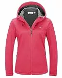 33,000ft Damen Fleece Gefütterte Softshelljacke Wasserdichte Funktionsjacke Fahhradjacke mit Kapuze Winddichte Übergangsjacke Windbreaker zum Radfahren, Wandern Rosa 38