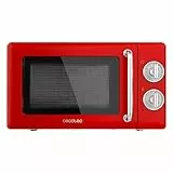 Cecotec Mikrowelle mit Grill Proclean 3110 Mechanische, 20 l, Retro, 700 W, 6 Stufen, Timer bis zu 30 Minuten, Auftaumodus, Vintage-Design in Rot, Stahl-Finish