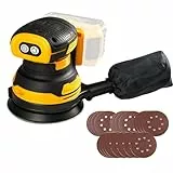 Exzenterschleifer, Akku-Rundschleifer kompatibel mit 18V 20V DEWALT Akkus, bürstenloser Motor, 11000 U/min, inklusive Staubbeutel, Absaugung und 20 Schleifpapieren zum Schleifen und Polieren