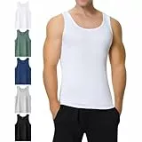 IceReco Unterhemd Herren Weiss Unterhemd Herren 100% Baumwolle Feinripp Tank Top Herren Tanktops Männer Achselshirts 5er Pack Gym Herren-Unterhemden Trägershirt XL
