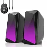 SOULION C30 PC Lautsprecher für Monitor, Laptop, Spiele, Desktop Computer Boxen Bluetooth Soundbar mit LED, 3,5 mm Aux-Eingang, USB-betrieben, 1 Paar