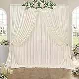 6×3 m Elfenbein Hochzeit Hintergrund Vorhang, 4 Platten 1,5×3 m Faltenfreie Seide Polyester Ivory Fotowand Hintergrund Fotografie, Geburtstag Party Babydusche Kulissen Fotowand Hintergründe Vorhänge