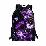 SCRAWLGOD Rucksack für Jungen, Kinder, Büchertasche, großer Rucksack, Sekundärschultasche für Mädchen, Galaxy Butterfly, Einheitsgröße