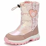 TZJS Schneestiefel Kinder Winterstiefel Mädche Winter Warme Mädchen und Kinder Baumwollstiefel Süße Kinderstiefel（Rosa,25）