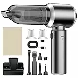 Handstaubsauger, 20000Pa Mini Akku Staubsauger Kabellos 4-In-1 Autostaubsauger 6000mAh 3-Gang Elektrische Staubgebläse für Auto, Küche, Büro, Haus, Camping, Tierhaare, Sofa, Tastaturen (Grau)