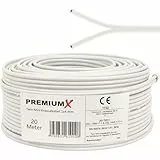 Premium X 20m Sat Koaxialkabel Twin Mini 2 x 4 mm Weiß - extra dünn & 2-Fach geschirmt - platzsparendes TV Antennenkabel für SAT | DVB-T | Twin Receiver - Ultra HD 4K 3D