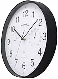 Technoline WT8945 Funkwanduhr mit Temperaturanzeige und Luftfeuchteanzeige, 30 cm, schwarz