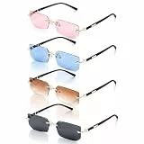 VUTYNKO 4 Stück Randlose Rechteck Sonnenbrille Damen Herren, Ultraleicht UV-Schutz Farbverlauf Brillen, Mode Retro Quadratische Randlose Sonnenbrille für Camping Fotografie Outdoor
