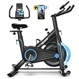 Heimtrainer Fahrrad mit App, CHAOKE Profi Ultra-Leiser Indoor-Hometrainer mit Magnetwiderstand, Ergometer Heimtrainer mit V-Stabil-Basis, Superweichem und Atmungsaktivem Sitz, Bis 160KG