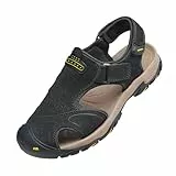 OutPro Herren-Ledersandalen - Wasserdicht Angeln Sportsandalen für Sommer Outdoor Strand Sport Bergsteigen Wandern,schwarz 47
