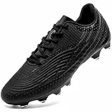 DimaiGlobal Herren Fußballschuhe mit Stollen Hallen Fußballschuhe Damen Kunstrasen Kickschuhe Futsal Schuhe Jugendliche Fussballschuhe Stollenschuhe​ Trainingsschuhe Unisex 46EU Schwarz/Grau