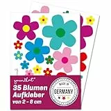 younikat Aufkleber-Set Blumen 35 Blümchen I mehrfarbig bunt I Flower-Power Sticker für Roller Fahrrad Notebook Laptop Handy Auto-Aufkleber I wetterfest I kfz156