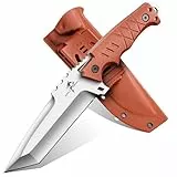 Purple Dragon Outdoor Messer Survival - mit Kydex Scheide, Feststehende Klinge aus einem Stück D2 Stahl, Full Tang Tanto Messer G10 Griff für Camping, Geschenke für Männer, Orange