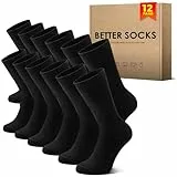 NUOZA Socken Herren 47-49 Schwarz 12 Paar Sportsocken Baumwolle Business Socken Lange Atmungsaktive Socks Schwarze 47-50 Tennissocken Herrensocken Laufsocken Damensocken Männer Dünne Sport