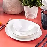 Karaca Pure 24-teiliges Tafelservice, Glas-Geschirrset für 6 Personen, Elegantes, hitzebeständiges, Geschirr Set für den täglichen Gebrauch und besondere Anlässe, Weiß Teller Set