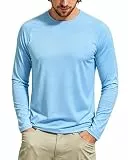 Tansozer Schwimmshirt Herren Langarm UV Schutz Bade T-Shirt Rash Guard Surf Langarmshirt Funktions Trainingsshirt, Hellblau, M