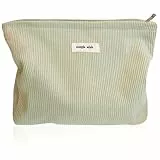 Tcdwla Kosmetiktasche, Kulturtasche Damen, Kulturbeutel Groß, Waschtasche Cord, Makeup Bag, Multifunktionaler für Schule, Reisen, Strand, Einkaufen (Grün)