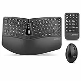 Perixx PERIDUO-606A 3-in-1 Kabellose Ergonomische Tastatur, Vertikale Maus, Numerisches Tastenfeld, Verstellbare Handballenauflage, QWERTZ