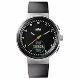 Braun analoge Quarzuhr mit digitaler Anzeige mit Kalender und Schrittzähler, schwarzes Zifferblatt und schwarzes Silikonkautschukarmband, 45 mm Edelstahlgehäuse, Modell BN0299NBKBKG