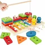 KEARLGMBH Montessori Spielzeug ab 3 Jahr, Holz Spielzeug ab 3+ Jahr, Greifpuzzle Steckpuzzle Sortierspiel Madchen Jungen Kinder Motorikspielzeug Geschenk fur Ostern Geburtstag Weihnachten