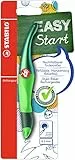 STABILO - Ergonomischer Tintenroller für Rechtshänder - EASYoriginal Holograph Edition in grün - Einzelstift - Schreibfarbe blau (löschbar) - inklusive Patrone