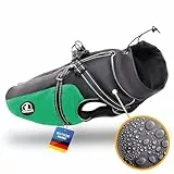 Tierhood Regenmantel Hund - Hunderegenmantel wasserdicht- Reflektierende Regenjacke Hund - Hundemantel inkl. Geschirr Wasserdicht