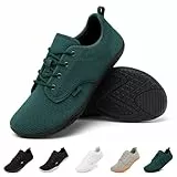 Geweo Barfußschuhe Herren Barfuss Schuhe Damen Barfuß Sneaker Barefoot Shoes Fitnessschuhe Laufschuhe Walkingschuhe Turnschuhe Minimalistische Straßenlaufschuhe Weich Leicht Bequeme, Grün 38 EU