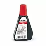 Trodat Stempelfarbe rot für Handstempelkissen, 28 ml Inhalt in Flasche, Dokumentenecht, zum Nachfüllen