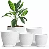 Utopia Home 5er-Pack Blumentopf 18/17/15/13/12 cm Übertopf mit Untertasse Für Küche, Balkon Blumentöpfe mit Untertasse Gartenpflanzen, Baumschule Blumentopf für Zimmerpflanzen Grau.