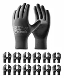 AnTools 12 Paar Graue Sicherheits-Arbeitshandschuhe – Rutschfeste PU-Beschichtung, Hautfreundlich & Atmungsaktiv, Für Allgemeine Arbeiten & Gartenarbeit, Unisex, Gr. 9/L