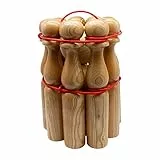GICO Kegelspiel Kegel Set Bowling aus Holz für Kinder und Erwachsene – Der In- & Outdoor Spielspaß mit Qualitätsware aus Massivholz -Made in EU-Höhe 30 cm–3019