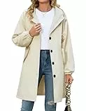 Vancavoo Trenchcoat Damen Lang Übergangsmantel Elegant Mantel Herbst Frühling Winddicht Sommermantel Jacke Leichte Damenmantel mit Kapuze,Beige,XL