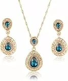 TOEECY TOEECYTropfen Schmuckset Kristall Halskette Ohrringe Elegant Luxuriös Damen Schmuck Hochwertig Glänzend Vintage Juwelenset