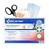 First Aid Only Verbandkasten C DIN 13157 | Erste Hilfe Koffer für Betriebe, Kfz und Haushalte gefüllt nach DIN 13157:2021 | Erfüllt Arbeitsstättenrichtlinien | P-10018