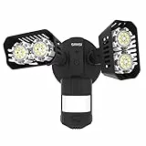 SANSI LED Strahler mit Bewegungsmelder Außen, 1800LM LED Außenleuchte mit verstellbaren 2 Köpfe, 5000K Superhell Sicherheitslicht, IP65 Wasserdicht Beleuchtung für Garage, Garten, Schwarz