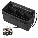 Hejo Handtaschen Organizer, Filz Taschenorganizer, Taschen Organizer Shopper, Multi-Pocket Handtasche Innentasche für Damen Mädchen (Schwarz, L)
