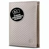 RUTAKO Leder Geldbörse Herren mit RFID Schutz - Portemonnaie Groß mit Münzfach - 12 Fächer - Geldbeutel für Männer - Brieftasche Wallet Portmonee Carbon-Beige