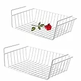 Unterregal Aufbewahrungskorb, 2 Stück Hängekorb Metall Hängekorb Regal Unter Schrank Hängekorb Metall Korb-Organizer Regaleinhängekorb für Küche, Büro, Speisekammer, Bad, Schrank (Hängekorb-Weiß)
