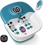 KNQZE Fussbad mit Massagefunktion und Heizung | Faltbare Fußbad Fußmassagegerät | Fusssprudelbad mit Massage, Timer, Vibration, Sprudelfunktion & Bimsstein | Fußsprudelbad für Geschenk (Blau)
