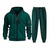 Generisch Herren Trainingsanzug Set Jogginganzug Sportanzug Männer Jogging Anzug Sweatshirt Hose Langarm Freizeitanzug Männer Tracksuit mit Reißverschlusstaschen Laufanzug Gym Freizeitanzug