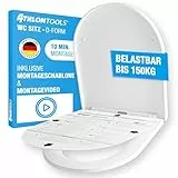ATHLON TOOLS Toilettendeckel mit Absenkautomatik D-Form – Duroplast WC Sitz, Soft-Close & Quick-Release – Antibakterielle, kratzfeste & UV-beständige Klobrille inkl. Installationsschablone