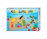 noris Hammerspiel Geschicklichkeitsspiel, Holz‑Klopfspiel mit Korkplatte, Holzteilen & Hammer, Fördert Feinmotorik & Kreativität, Für Kinder ab 4 Jahren, Familienspiel