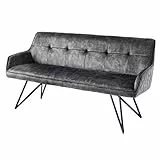Riess Ambiente Design Bank Euphoria 156cm dunkelgrau Samt im Retrostil mit Ziersteppung