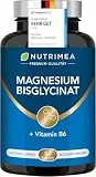 Magnesium Bisglycinat Premium + Vitamin B6 | 300mg Pro Tagesdosis - Maximale Aufnahme - Magnesiumbisglycinat Komplex Hochdosiert, Vegan, Ohne Zusätze | Nutrimea - Premium Qualität