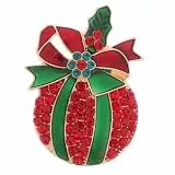 TENDYCOCO Weihnachtsbrosche Damen Diamant Apfel Anstecker Pin Emaille FüR Kleidung Taschen HüTe Schals Festliche Dekoration 3.2 X 4.3 Cm