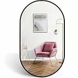 Marctani Ovaler Spiegel mit Metallrahmen - Moderner Wandspiegel oval für Badezimmer und Flur - Dekorativer Spiegel oval für Wohnzimmer und Garderobe